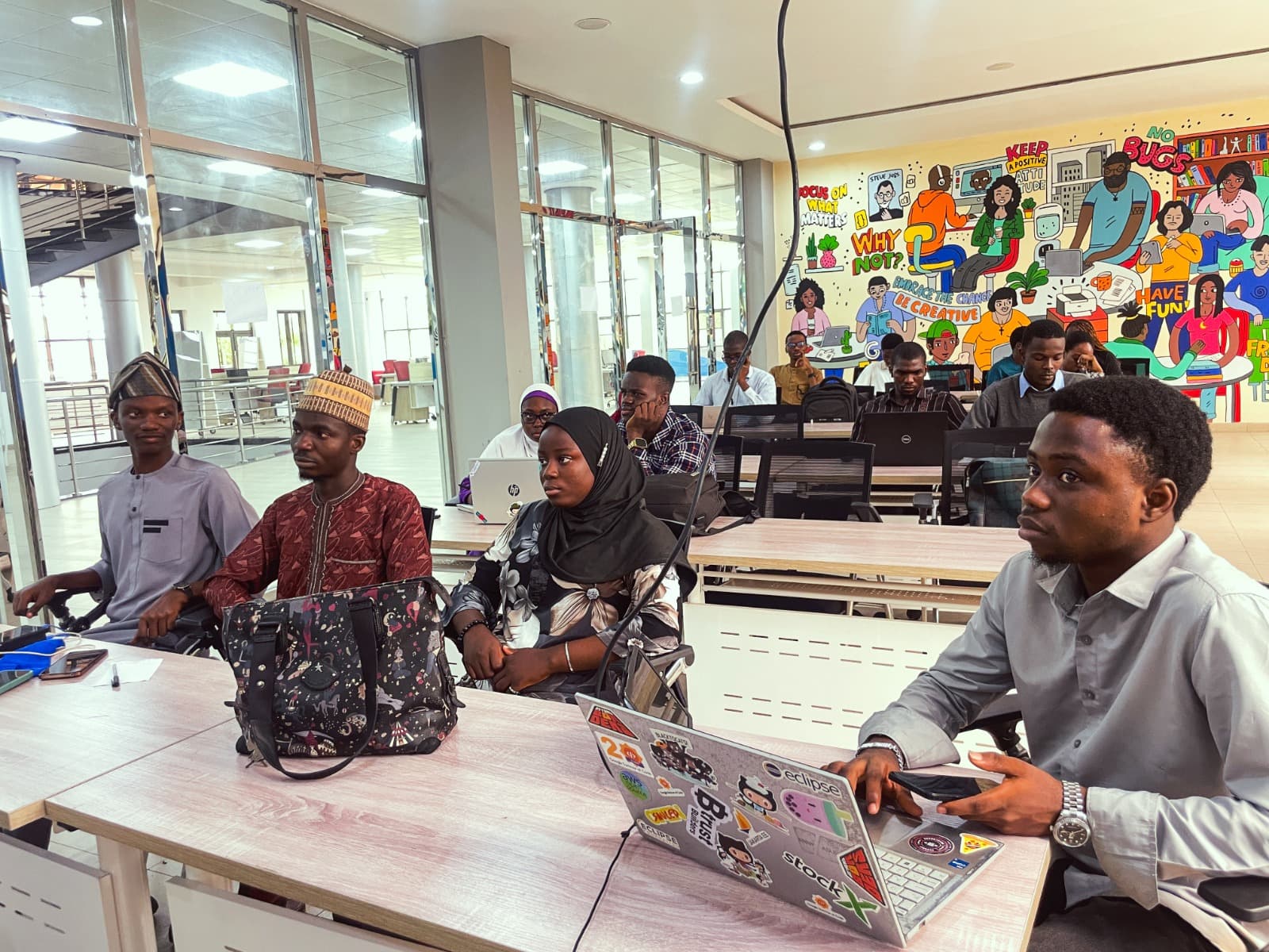 Judges and teams at demo day